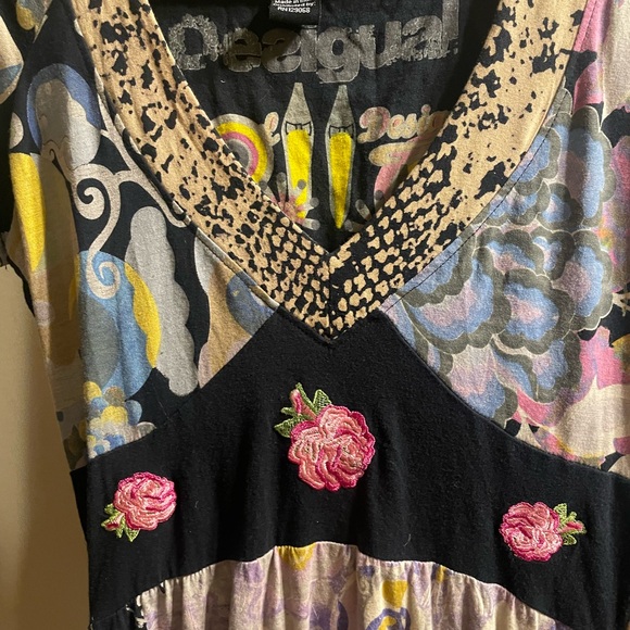 Desigual Pink and Blue Ruffled Top - Picture 2 of 4